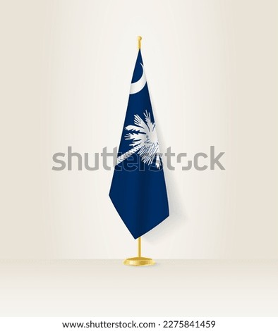 South Carolina flag on a flag stand. Vector illustration.