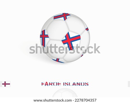 Soccer ball with the Faroe Islands flag, football sport equipment. Vector illustration.