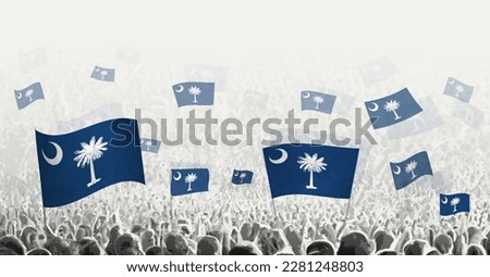 Abstract crowd with flag of South Carolina. Peoples protest, revolution, strike and demonstration with flag of South Carolina. Vector illustration.