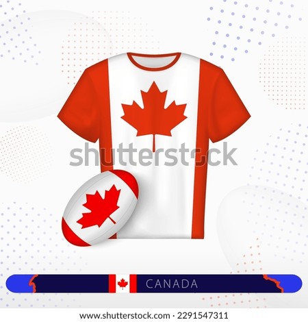 Canada rugby jersey with rugby ball of Canada on abstract sport background. Jersey design.