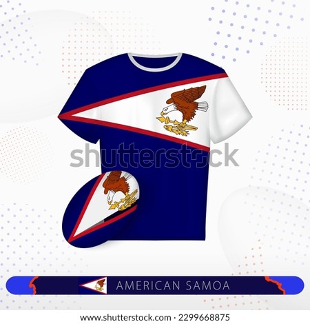 American Samoa rugby jersey with rugby ball of American Samoa on abstract sport background. Jersey design.