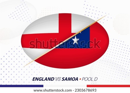 Rugby match between England and Samoa, concept for rugby tournament. Vector flags stylized in shape of oval ball.