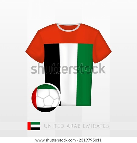 Football uniform of national team of United Arab Emirates with football ball with flag of United Arab Emirates. Soccer jersey and soccerball with flag. Vector template. Foto stock © 