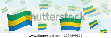 Gabon flag-themed abstract design on a banner. Abstract background design with National flags. Vector illustration.