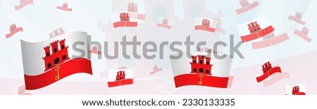Gibraltar flag-themed abstract design on a banner. Abstract background design with National flags. Vector illustration.