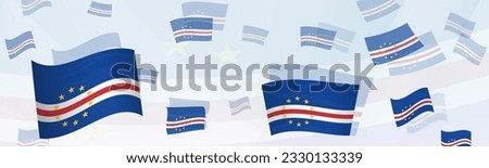 Cape Verde flag-themed abstract design on a banner. Abstract background design with National flags. Vector illustration.