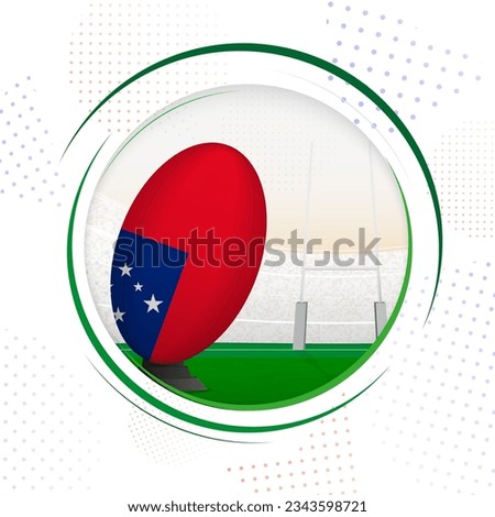 Flag of Samoa on rugby ball. Round rugby icon with flag of Samoa. Vector illustration.