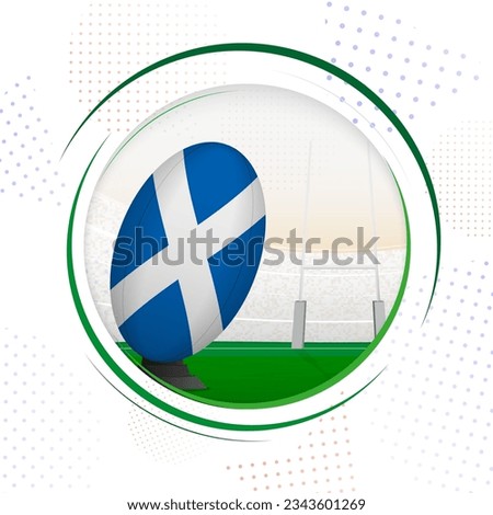 Flag of Scotland on rugby ball. Round rugby icon with flag of Scotland. Vector illustration.