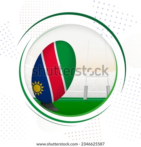 Flag of Namibia on rugby ball. Round rugby icon with flag of Namibia. Vector illustration.