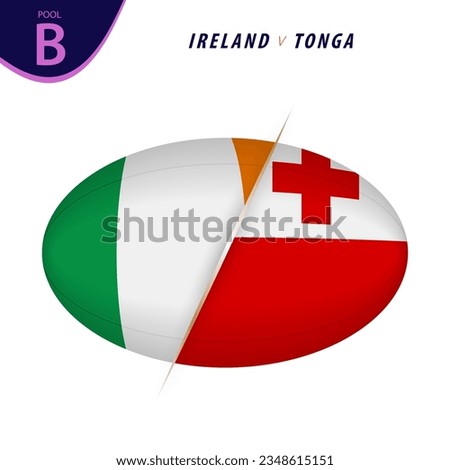 Rugby competition Ireland v Tonga. Rugby versus icon. Vector illustration.