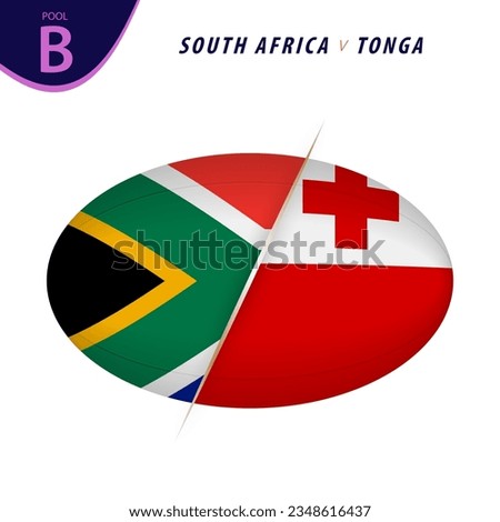 Rugby competition South Africa v Tonga. Rugby versus icon. Vector illustration.