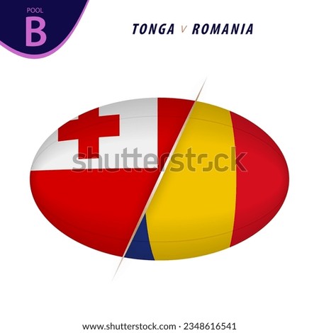 Rugby competition Tonga v Romania. Rugby versus icon. Vector illustration.