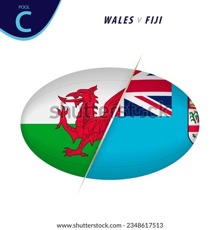 Rugby competition Wales v Fiji. Rugby versus icon. Vector illustration.