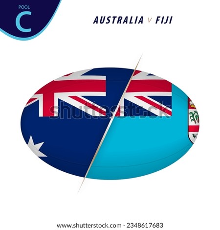 Rugby competition Australia v Fiji. Rugby versus icon. Vector illustration.