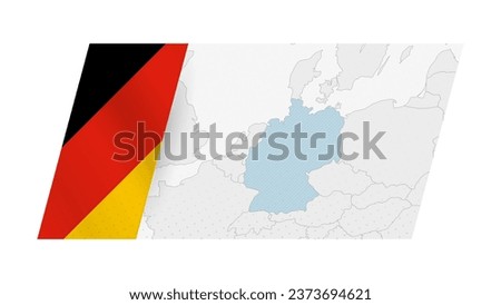 Germany map in modern style with flag of Germany on left side. Vector illustration of a map.
