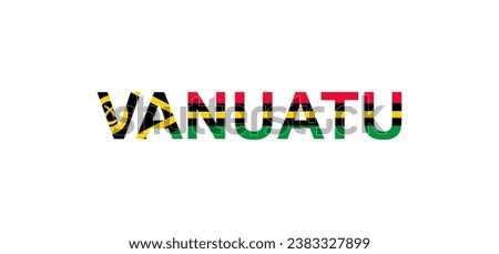 Letters Vanuatu in the style of the country flag. Vanuatu word in national flag style. Vector illustration.