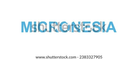 Letters Micronesia in the style of the country flag. Micronesia word in national flag style. Vector illustration.