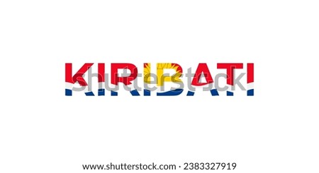 Letters Kiribati in the style of the country flag. Kiribati word in national flag style. Vector illustration.