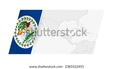 Belize map in modern style with flag of Belize on left side. Vector illustration of a map.