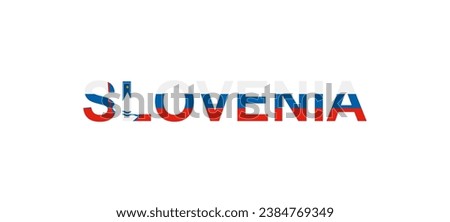 Letters Slovenia in the style of the country flag. Slovenia word in national flag style. Vector illustration.
