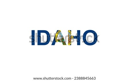 Letters Idaho in the style of the country flag. Idaho word in national flag style. Vector illustration.