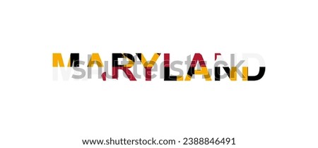Letters Maryland in the style of the country flag. Maryland word in national flag style. Vector illustration.