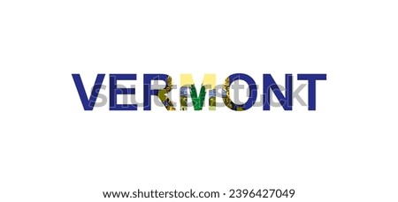 Letters Vermont in the style of the country flag. Vermont word in national flag style. Vector illustration.
