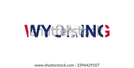 Letters Wyoming in the style of the country flag. Wyoming word in national flag style. Vector illustration.