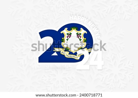 New Year 2024 for Connecticut on snowflake background. Greeting Connecticut with new 2024 year.
