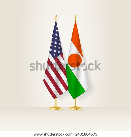 United States and Niger national flag on a light background. Vector illustration.