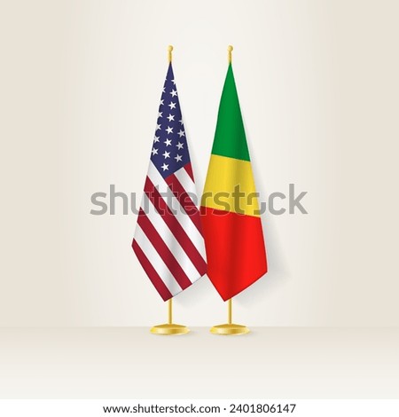 United States and Congo national flag on a light background. Vector illustration.