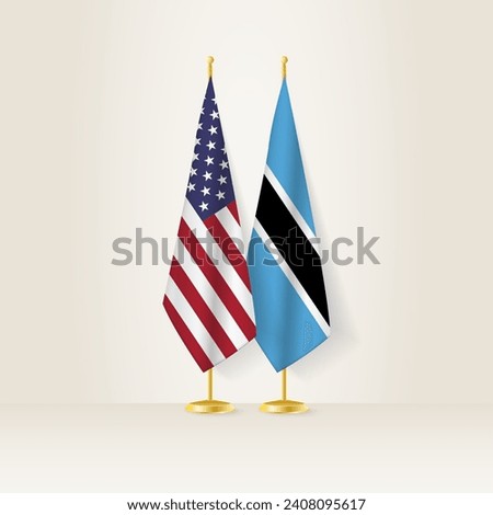 United States and Botswana national flag on a light background. Vector illustration.