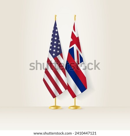 United States and Hawaii national flag on a light background. Vector illustration.