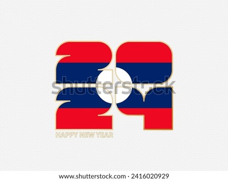 Abstract numbers 2024 with flag of Laos. Vector illustration.