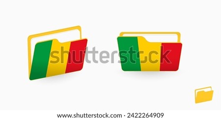 Mali flag on two type of folder icon. Vector illustration.