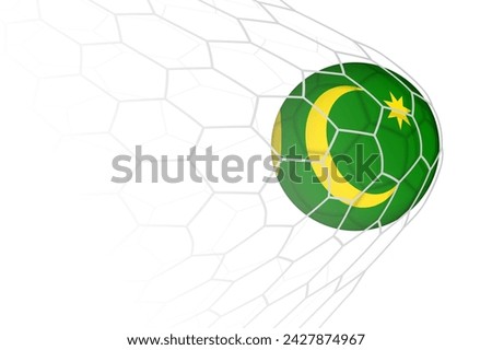 Cocos Islands flag soccer ball in net. Vector sport illustration.