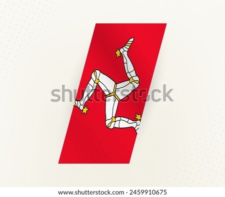 Abstract modern vertical flag of Isle of Man on beige background with dots. Flag for different types of design.