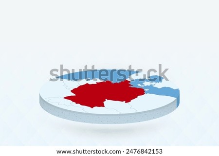 3D Isometric Map Highlighting Germany in Red. Vector illustration.