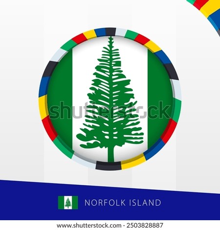 Norfolk Island Flag with Colorful Circle Border. Vector icon.