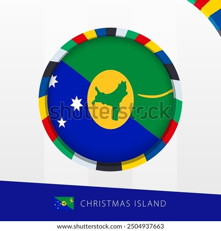 Christmas Island Flag with Colorful Circle Border. Vector icon.