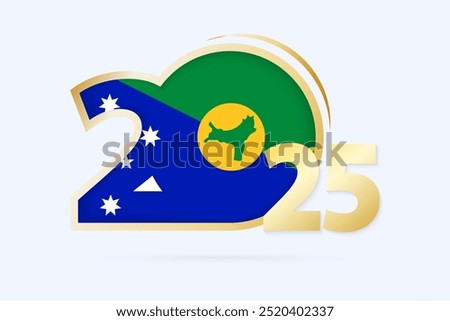 Year 2025 with Christmas Island Flag pattern. Vector Illustration.