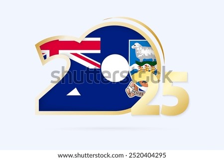 Year 2025 with Falkland Islands Flag pattern. Vector Illustration.