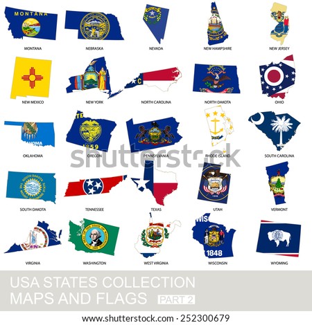 USA state collection, maps and flags, part 2