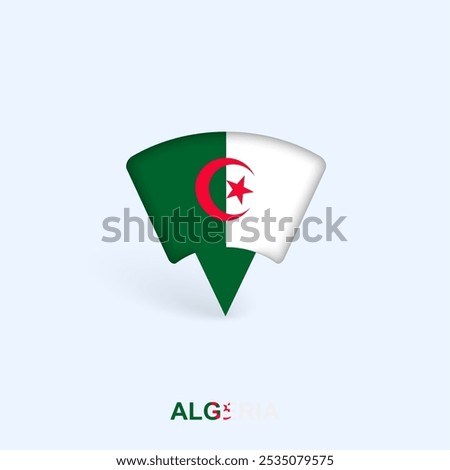 Algeria Flag Map Pointer Design with Shadow. Vector illustrator.