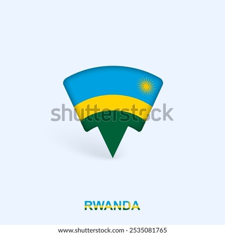 Rwanda Flag Map Pointer Design with Shadow. Vector illustrator.