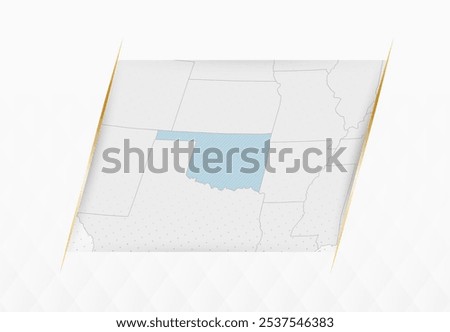 Oklahoma Map in Blue with Gold Framed Accents. Modern Vector Map of Oklahoma. Vector Illustration.