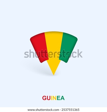 Guinea Flag Map Pointer Design with Shadow. Vector illustrator.