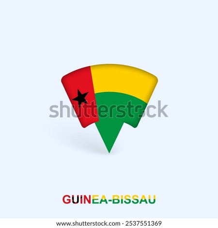 Guinea-Bissau Flag Map Pointer Design with Shadow. Vector illustrator.