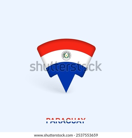 Paraguay Flag Map Pointer Design with Shadow. Vector illustrator.