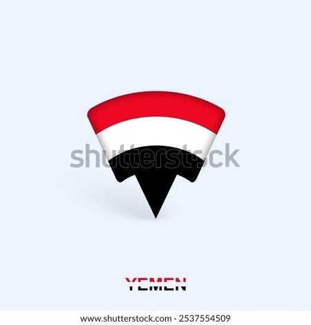 Yemen Flag Map Pointer Design with Shadow. Vector illustrator.